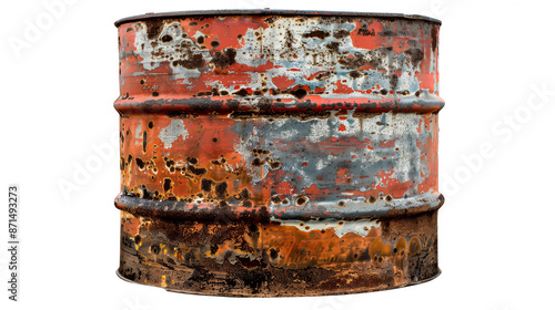 Rusty oil barrel isolated on white or transparent PNG Background photo