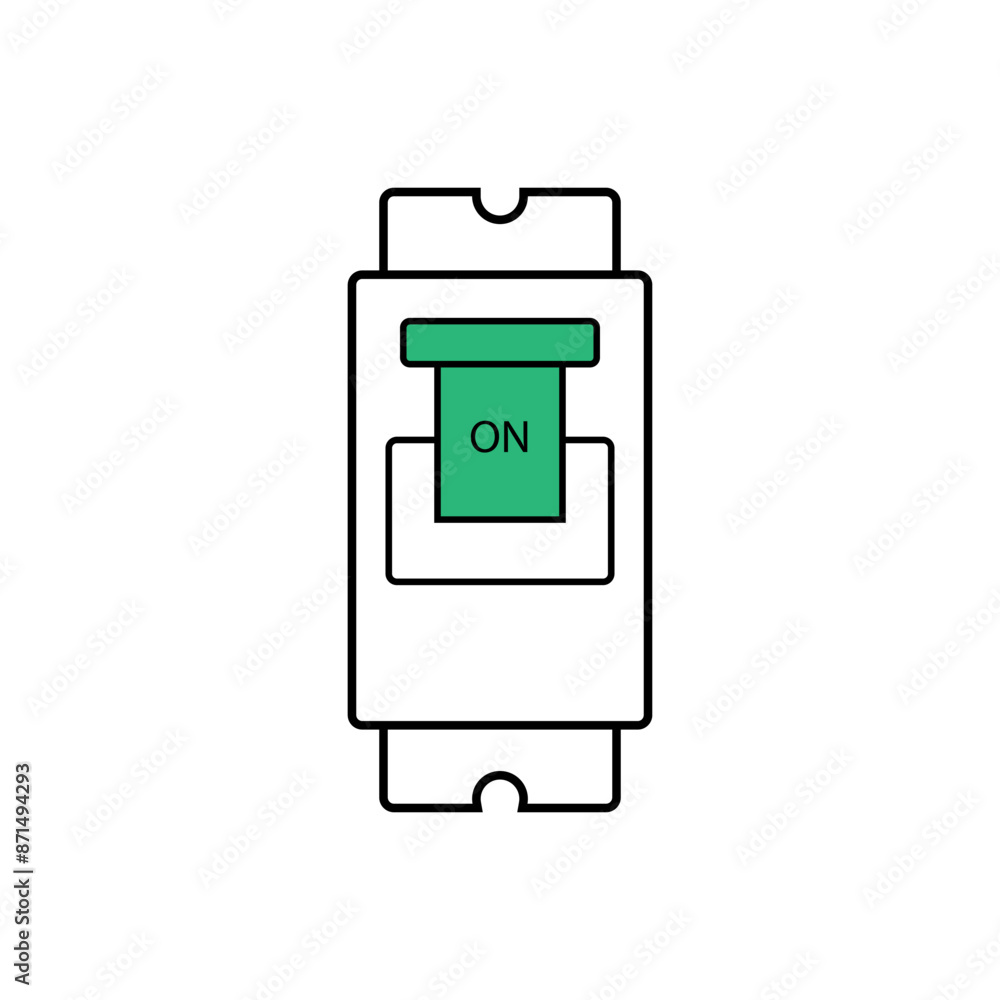 Circuit Breaker Icon. Switch, Electrical Element Symbol. Off Position. Circuit Breaker Icon. Switch, Electrical Element Symbol. Off Position.