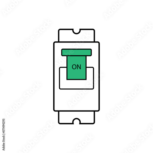Circuit Breaker Icon. Switch, Electrical Element Symbol.  Off Position. 