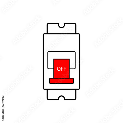 Circuit Breaker Icon. Switch, Electrical Element Symbol. On Position. 