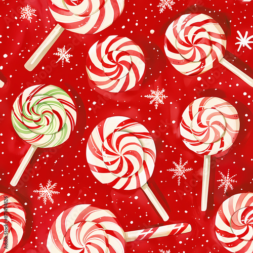seamless pattern with christmas, bell, Santa claus, candy