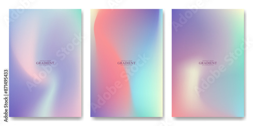 Collection abstract blurred gradient mesh. Colorful bright color blend liquid background. Modern design template for card, banner, poster, social media, promotion background