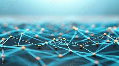 Dynamic network concept with moving dots and lines on a blue background. Ideal for communication and technology projects.