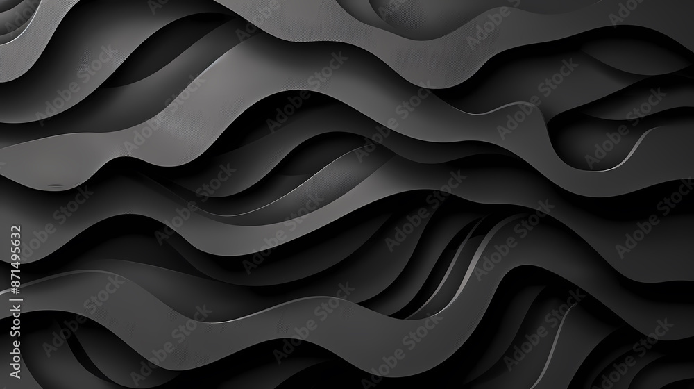 Abstract black layered waves create a dynamic and elegant composition. Abstract black layered waves create a dynamic and elegant composition.