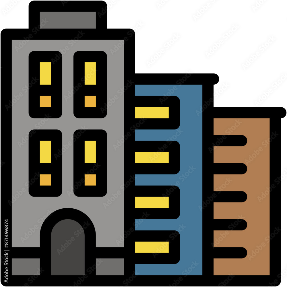 Obraz premium Vector Icon Building, Agency, Business Center, Architecture, Office, Company