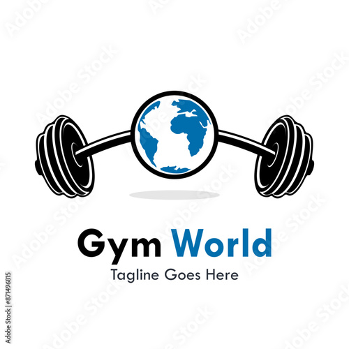 Gym world design logo template illustration