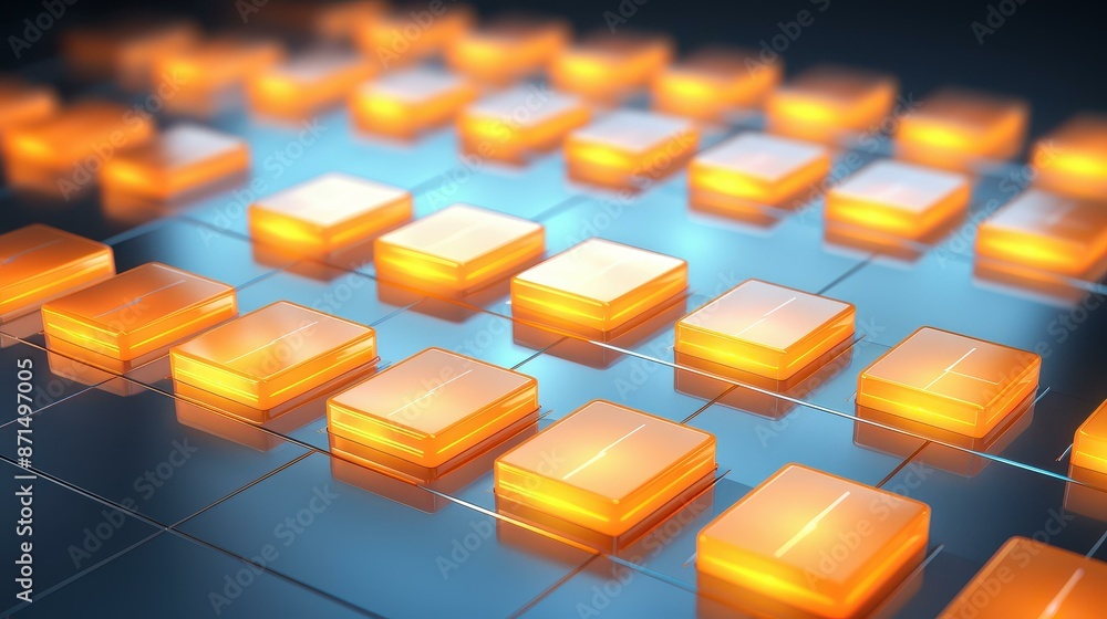 Futuristic digital data grid with orange and blue connections. Ideal for tech or blockchain concepts. Futuristic digital data grid with orange and blue connections. Ideal for tech or blockchain concepts.