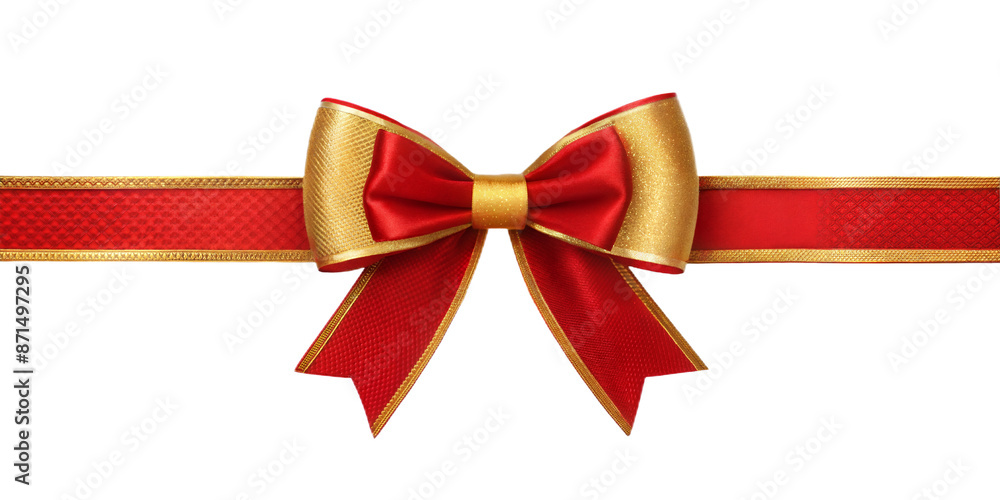 red ribbon and bow with gold isolated against transparent background red ribbon and bow with gold isolated against transparent background