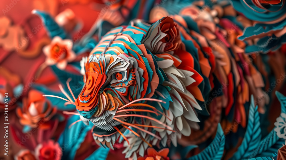 Papercraft art stock image of a detailed paper sculpture of a Ti Papercraft art stock image of a detailed paper sculpture of a Ti