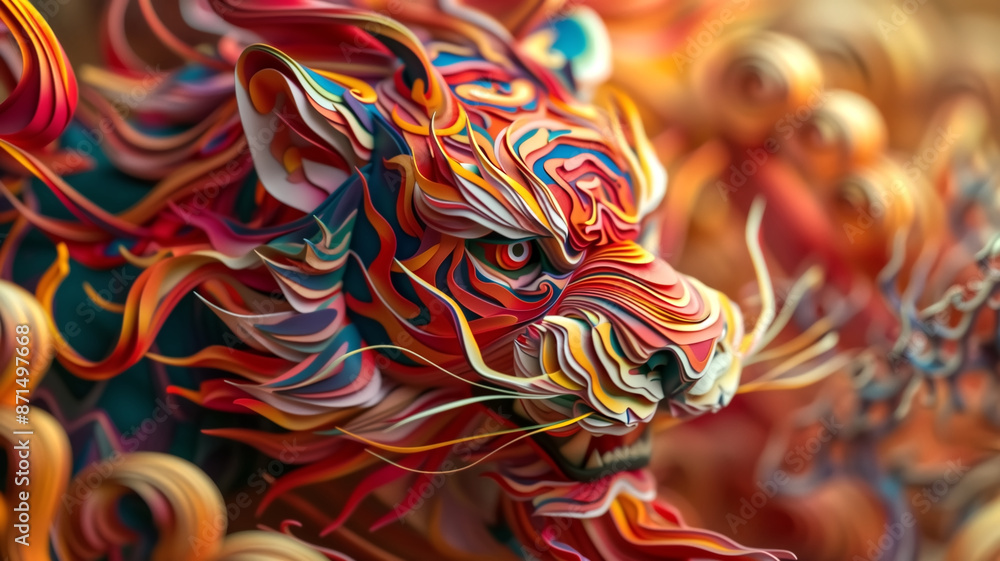 Obraz premium Papercraft art stock image of a detailed paper sculpture of a Ti