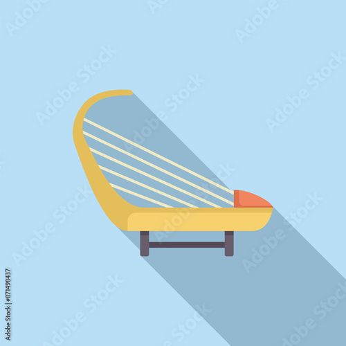 Harp standing on stage with a long shadow, waiting for the harpist to start playing it