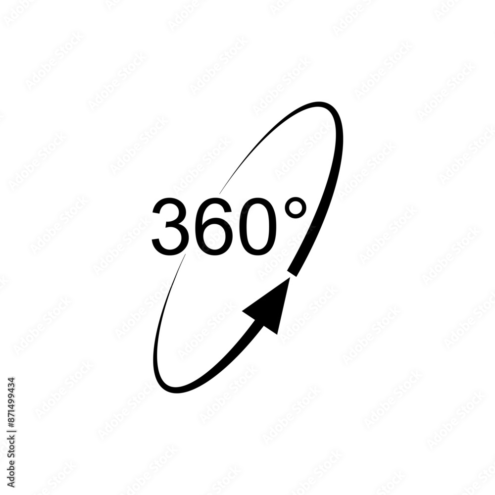 360° Icon. Rotate Arrow, Virtual Reality. Panoramic, Wide Degree Symbol. 360° Icon. Rotate Arrow, Virtual Reality. Panoramic, Wide Degree Symbol.