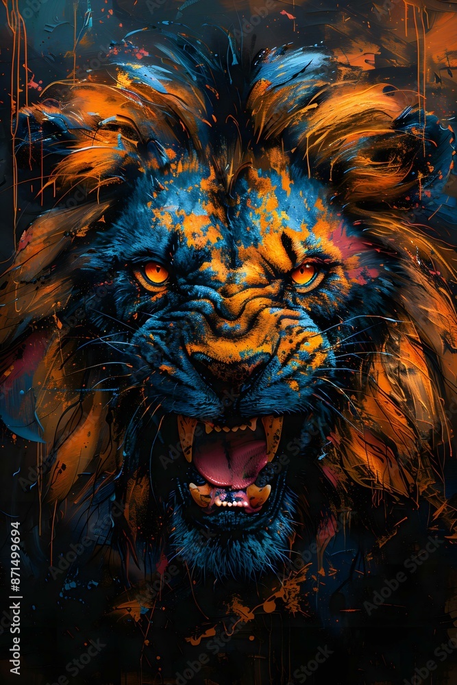 Angry lion illustration with vibrant colors Angry lion illustration with vibrant colors