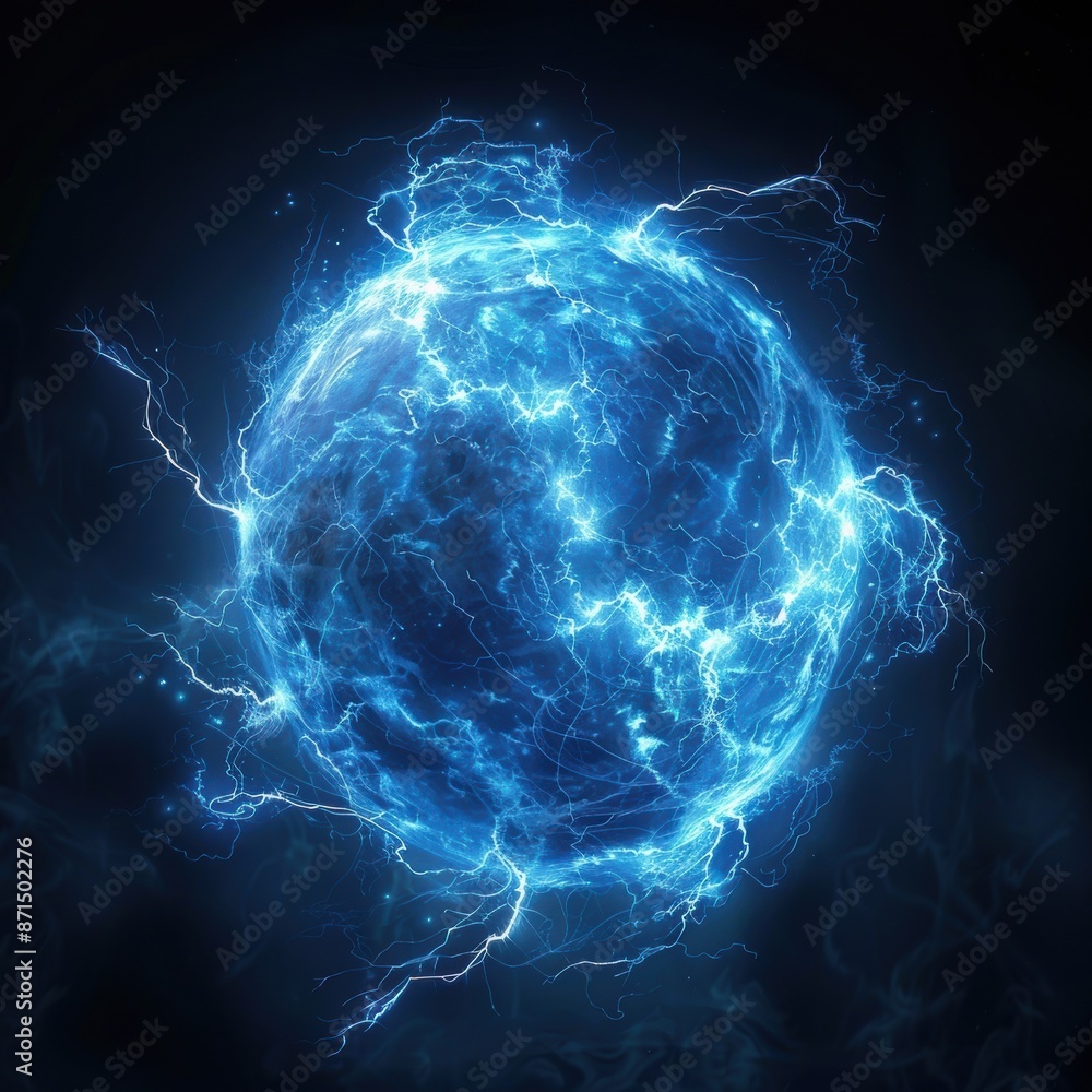 Obraz premium A circle glowing orb with a lot of sparks surrounding it