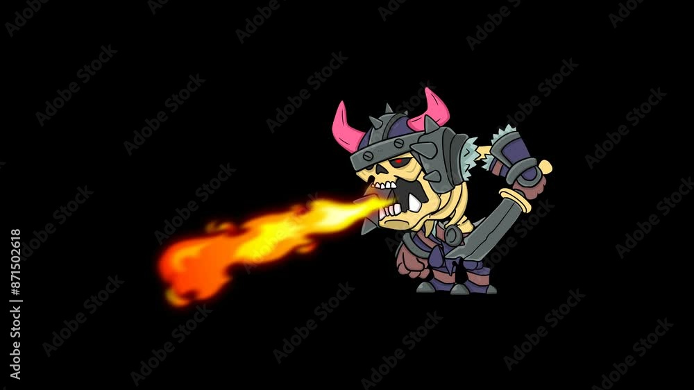 Fiery Skeleton Warrior in Animation Fiery Skeleton Warrior in Animation