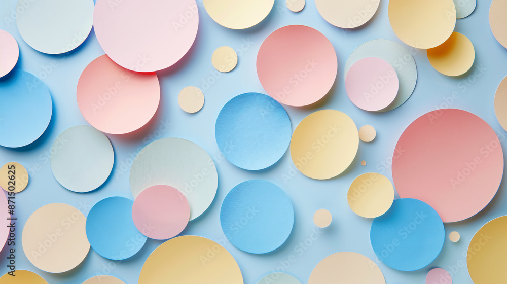 abstract background with pastel color paper cut circles, flat lay
abstract background with pastel color paper cut circles, flat lay