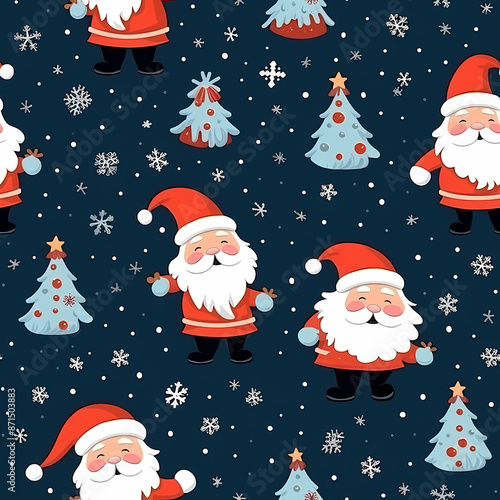 seamless pattern with christmas, bell, Santa claus, candy