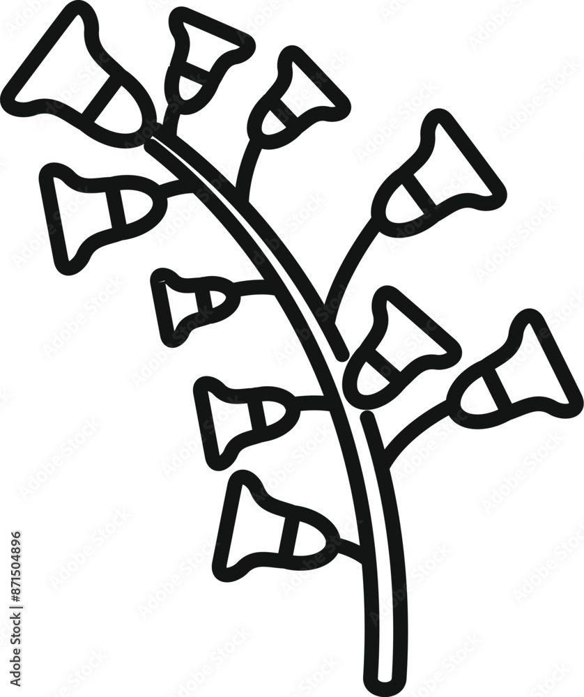 Foxglove flower with blooming buds growing on stem in black and white Foxglove flower with blooming buds growing on stem in black and white