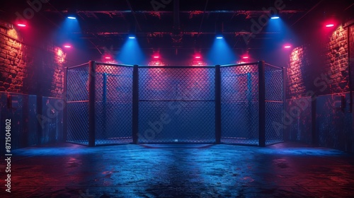 Empty MMA Cage in Dramatic Lighting photo