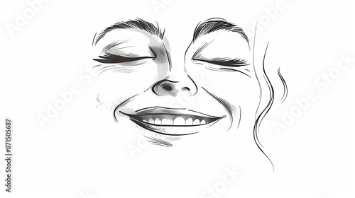 One line art of happiness represented by a smiling face