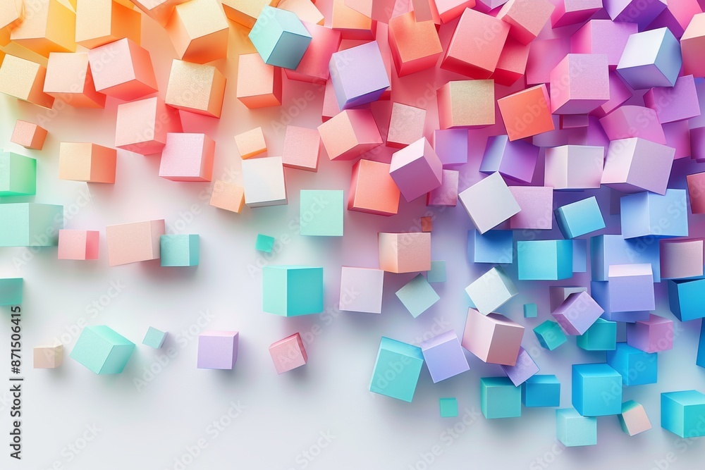 Abstract pastel cubes in a vibrant gradient representing creativity and modern design in a colorful and playful composition Abstract pastel cubes in a vibrant gradient representing creativity and modern design in a colorful and playful composition