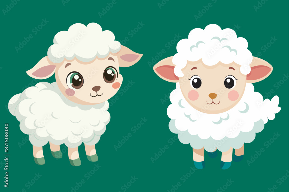 Cute Cartoon Lambs Vector Illustration. Cute Cartoon Lambs Vector Illustration.