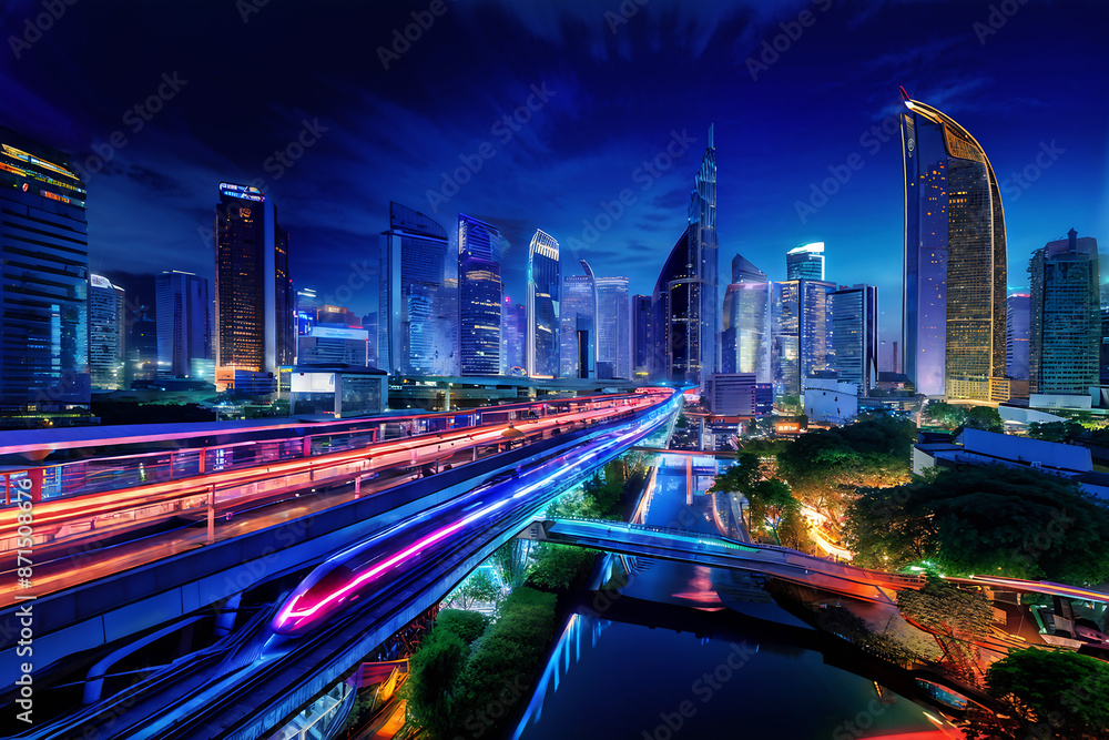 Fototapeta premium Bangkok skyline at night
