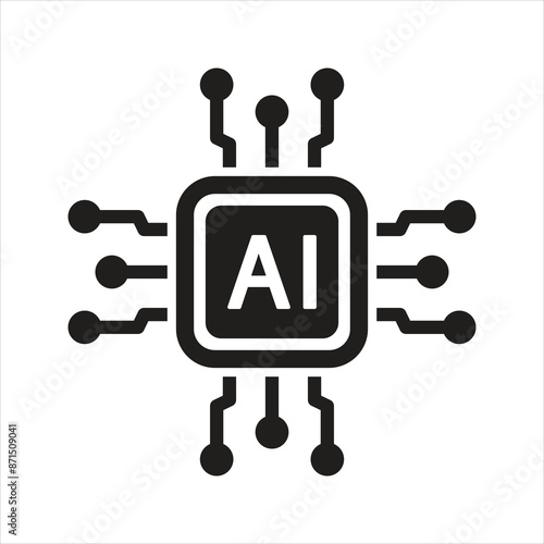 Artificial intelligence icon. Semiconductor. CPU. Processor. AI chip in hand icon