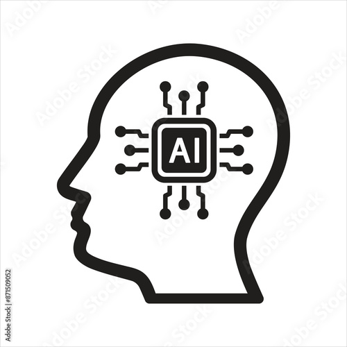 Artificial intelligence icon. Semiconductor. CPU. Processor. AI chip in hand icon