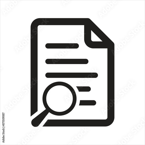 Document search vector icon, search file icon