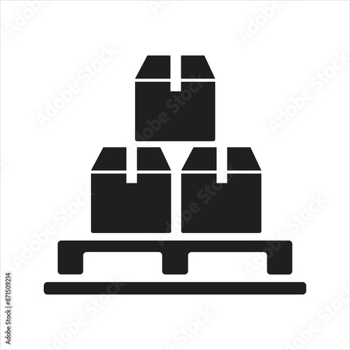 Pallet icon. Cardboard boxes on a wooden pallet icon