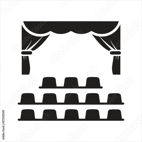 Theater stage icon. Movie theater icon