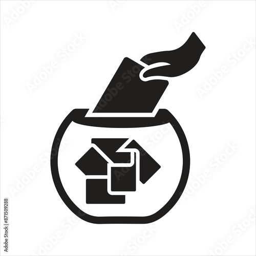 Raffle icon. Choosing random numbered ticket. Prize giveaway icon