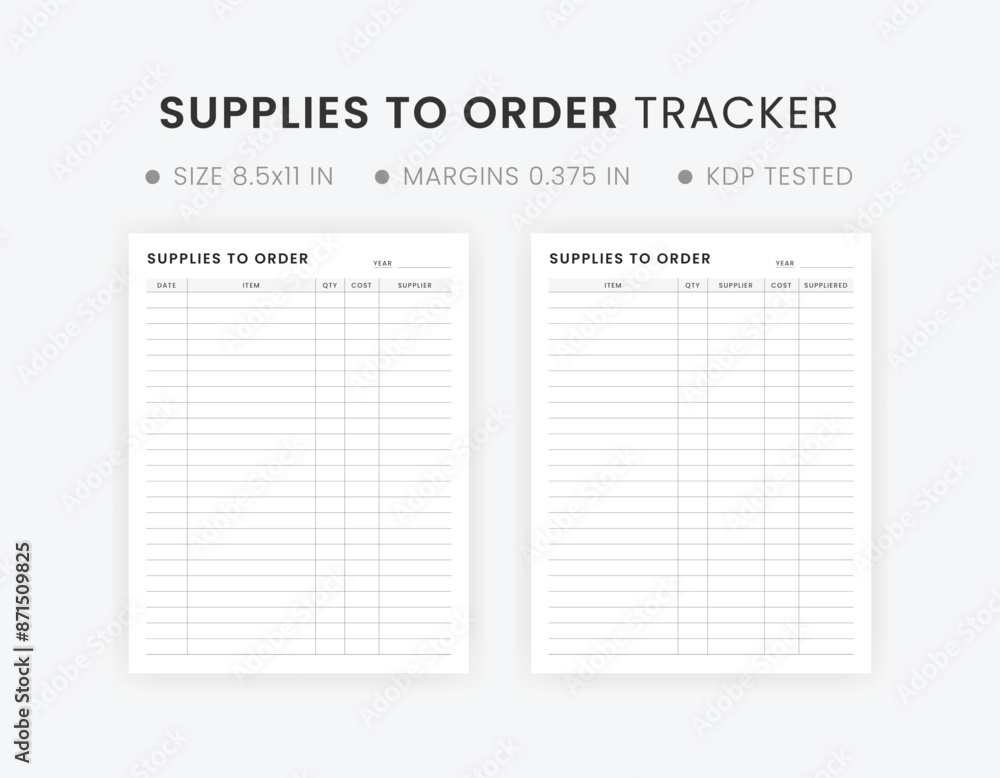 Supplies to Order Tracker Printable Template, Supplies Order Checklist Form, Small Business Supplies Sheet Supplies to Order Tracker Printable Template, Supplies Order Checklist Form, Small Business Supplies Sheet