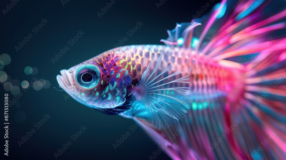 Neon-infused portraits of aquatic creatures, emphasizing their textures and shapes against dark, mysterious backgrounds. Neon-infused portraits of aquatic creatures, emphasizing their textures and shapes against dark, mysterious backgrounds.