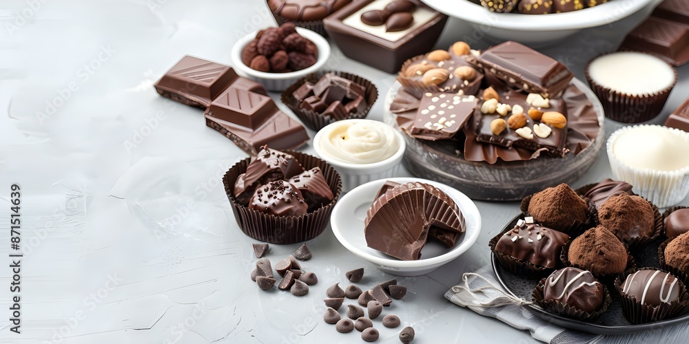Chocolate desserts displayed on a table to celebrate World Chocolate Day. Concept WorldChocolateDay, DessertDisplay, SweetTreats, ChocolateLovers, DeliciousIndulgence Chocolate desserts displayed on a table to celebrate World Chocolate Day. Concept WorldChocolateDay, DessertDisplay, SweetTreats, ChocolateLovers, DeliciousIndulgence