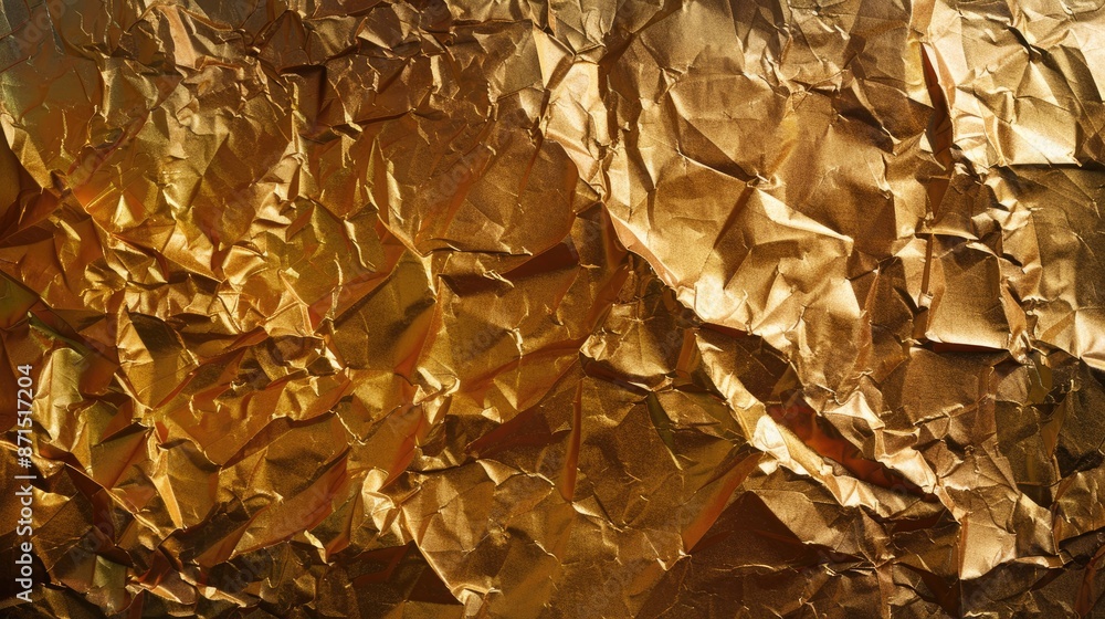 Textured background with crumpled gold paper Textured background with crumpled gold paper