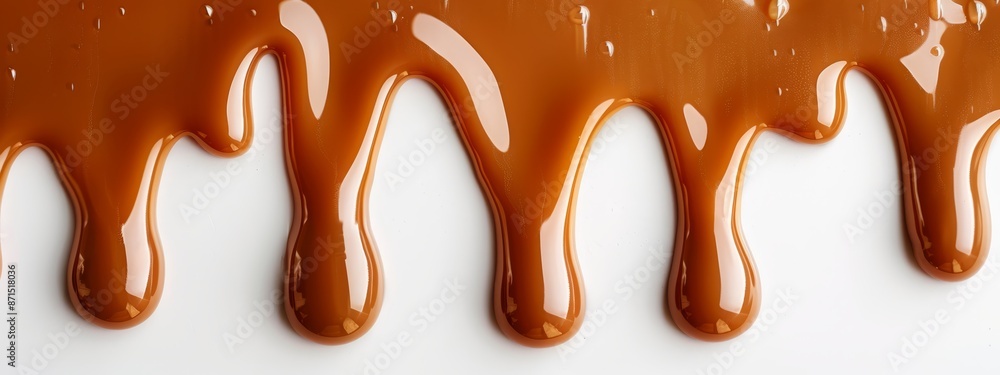 A collection of chocolate drips arranged hierarchically on a white surface, against a backdrop of a white wall A collection of chocolate drips arranged hierarchically on a white surface, against a backdrop of a white wall