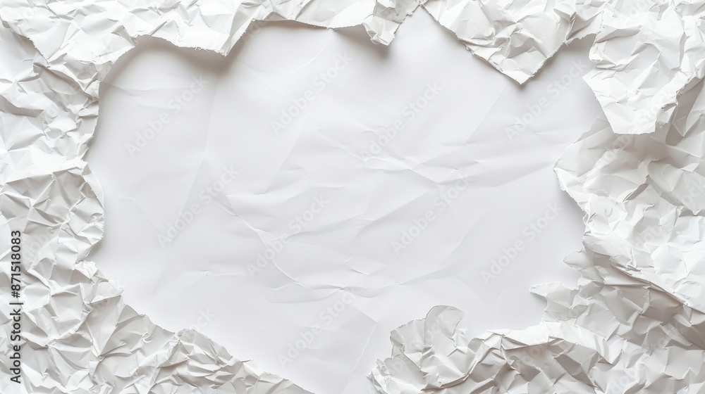Mockup of crumpled white A4 paper with space for text on a white background Mockup of crumpled white A4 paper with space for text on a white background