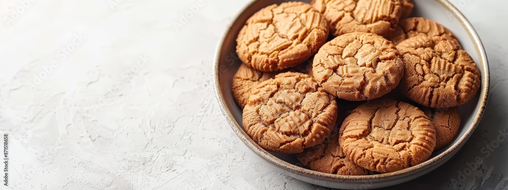 A close-up of a bowl filled with cookies on a white table The table is bare, save for the tablecloth, also white A close-up of a bowl filled with cookies on a white table The table is bare, save for the tablecloth, also white