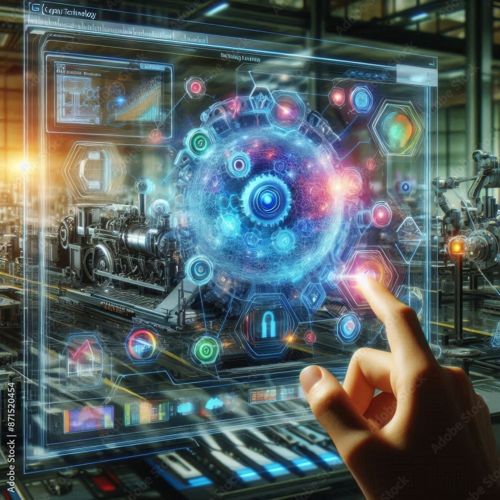 Render AI, machine learning, big data analysis, and automation technology merging on a virtual screen for business and industrial manufacturing Render AI, machine learning, big data analysis, and automation technology merging on a virtual screen for business and industrial manufacturing
