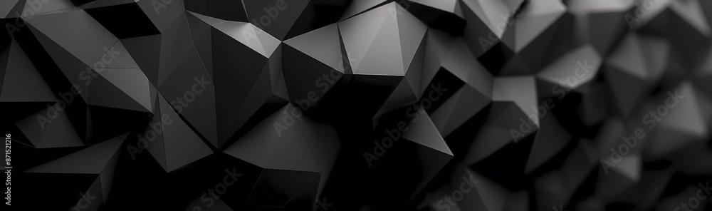 Abstract black low poly background with polygonal shapes, black and white wallpaper design for a web banner, hyper realistic Abstract black low poly background with polygonal shapes, black and white wallpaper design for a web banner, hyper realistic