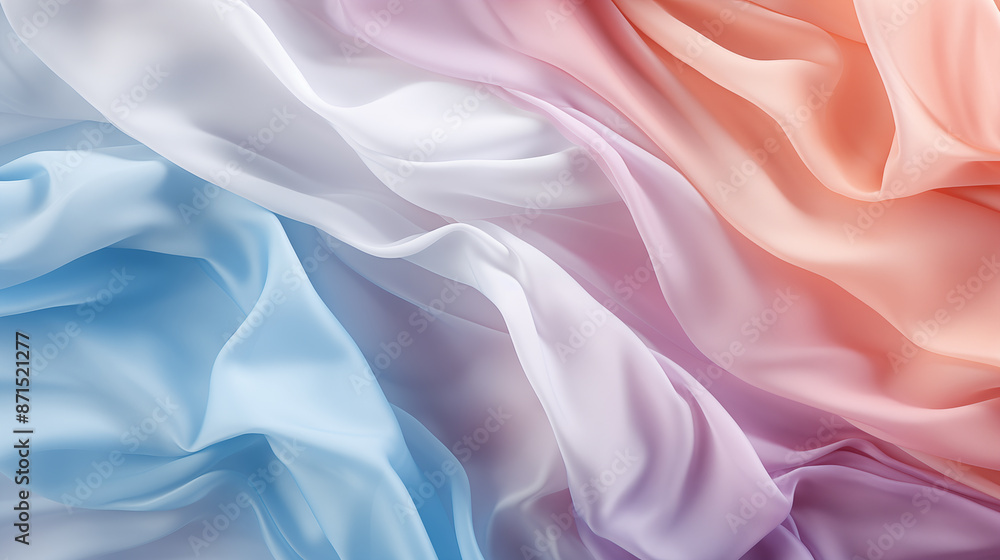 Fototapeta premium A vibrant and fluid background of multicolored silky fabric flowing gracefully. Background multicolored silk fabric.