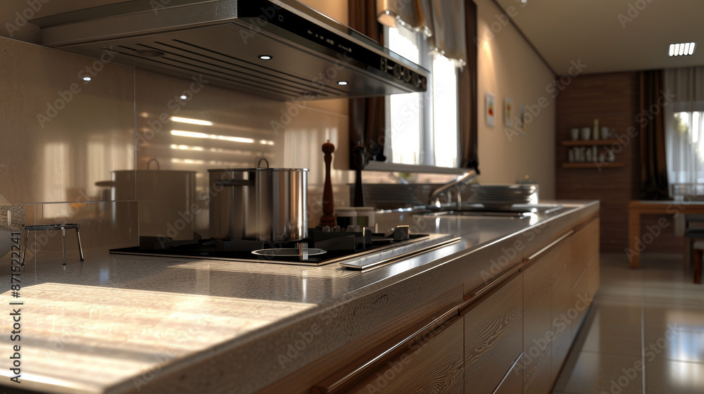 a modern kitchen counter that is both aesthetically pleasing and highly functional for contemporary living. a modern kitchen counter that is both aesthetically pleasing and highly functional for contemporary living.