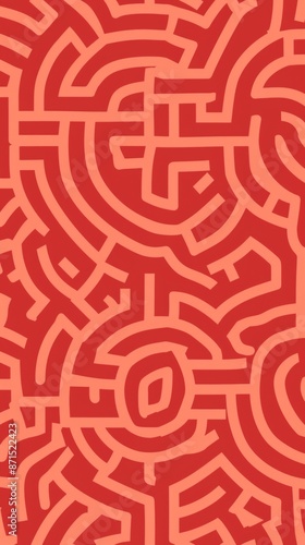 Abstract Red And Orange Maze Wallpaper