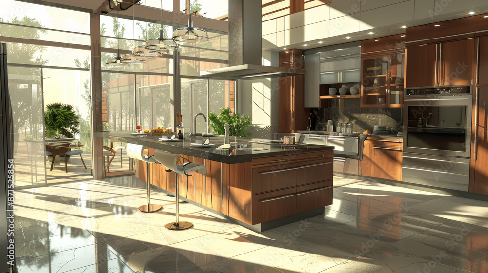 a beautiful modern kitchen 3d rendering a beautiful modern kitchen 3d rendering