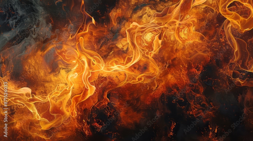 Fiery Background with Flames and Smoke in the Dark. Fiery Background with Flames and Smoke in the Dark.