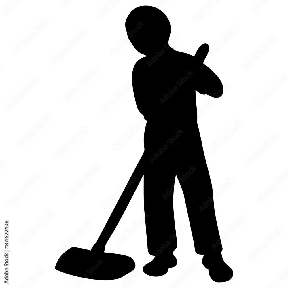 silhouette of a person sweeping or mopping silhouette of a person sweeping or mopping