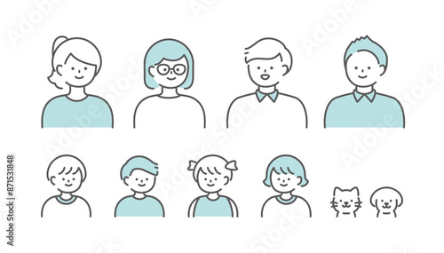 人物イラスト　夫婦親子