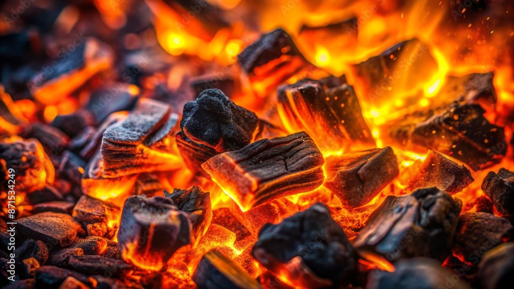 Dark, smoldering charcoal embers with fiery, orange-glowing surface, scattered on a black background, evoking a sense of warmth and decay. Dark, smoldering charcoal embers with fiery, orange-glowing surface, scattered on a black background, evoking a sense of warmth and decay.